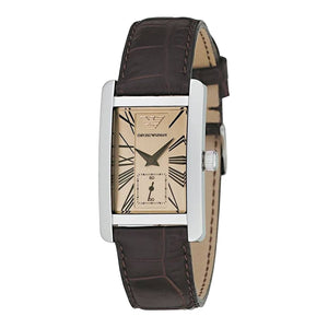Buy Shop Emporio Armani Classic Beige Dial Brown Leather Strap Watch For Women - AR0155 USA Online