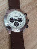 Buy Shop Fossil Retro Traveler Chronograph White Dial Brown Leather Strap Watch for Men - CH2886 USA Online