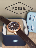 Buy Shop Fossil Pilot 54 Chronograph Blue Dial Brown Leather Strap Watch for Men - FS5204 USA Online