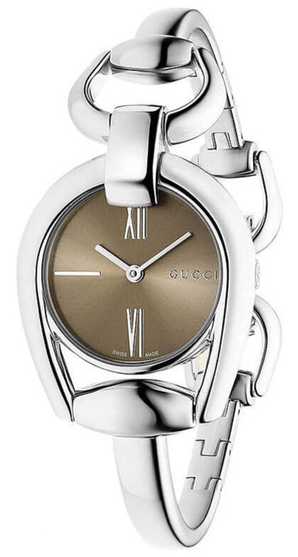 Buy Shop Gucci Horsebit Collection Quartz Brown Dial Silver Steel Strap Watch For Women - YA139501 USA Online