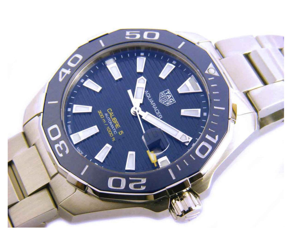 Buy Shop Tag Heuer Aquaracer Calibre 5 Blue Dial Silver Steel Strap Watch for Men - WAY201B.BA0927 USA Online