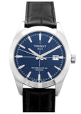 Buy Shop Tissot Gentleman Powermatic 80 Silicium Blue Dial Black Leather Strap Watch For Men - T127.407.16.041.01 USA Online