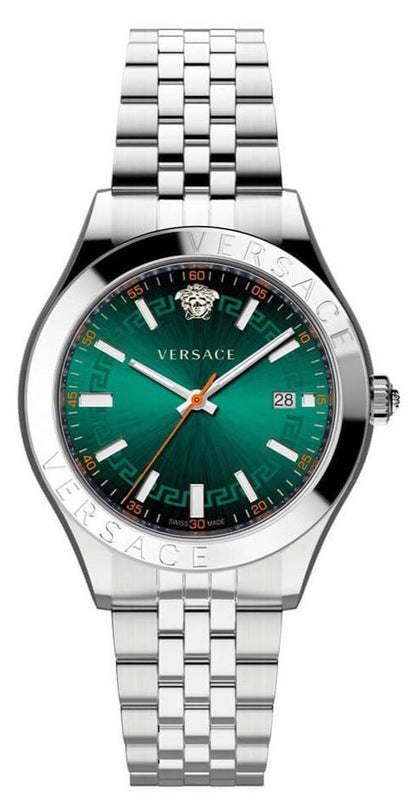 Buy Shop Versace Hellenyium Quartz Green Dial Silver Steel Strap Watch For Men - VEVK01021 USA Online