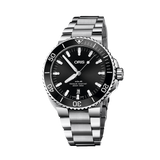 Oris Aquis Date Black Dial Silver Steel Strap Watch for Men - 0173377304134-0782405PEB