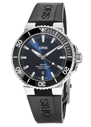 Buy Shop Oris Aquis Date Blue Dial Black Rubber Strap Watch for Men - 0173377304152-0742464EB USA Online