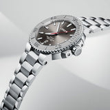 Oris Aquis Date Relief Grey Dial Silver Steel Strap Watch for Men - 0173377304153-0782405PEB