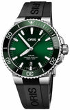 Oris Aquis Date Green Dial Black Rubber Strap Watch for Men - 0173377304157-0742464EB