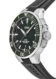 Oris Aquis Date Green Dial Black Rubber Strap Watch for Men - 0173377304157-0742464EB