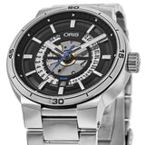 Oris TT1 Engine Date Skeleton Black Dial Silver Steel Strap Watch for Men - 0173377524124-0782408