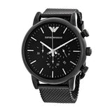 Emporio Armani Sport Chronograph Black Dial Black Mesh Bracelet Watch For Men - AR1968