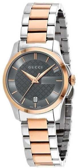 Gucci G Timeless Grey Dial Two Tone Steel Strap Watch For Women - YA126527