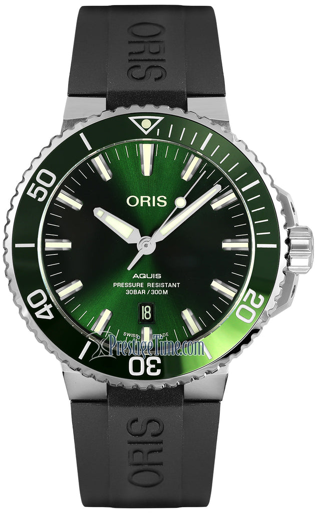 Buy Shop Oris Aquis Date Green Dial Black Rubber Strap Watch for Men - 0173377304157-0742464EB USA Online