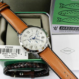 Buy Shop Fossil Grant Chronograph White Dial Brown Leather Strap Watch for Men - FS5060 USA Online