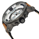Buy Shop Diesel SBA Dual Time Chronograph White Dial Brown Leather Strap Watch For Men - DZ7269 USA Online