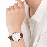 Buy Shop Daniel Wellington Dapper Bristol White Dial Brown Leather Strap Watch For Women - DW00100098 USA Online