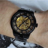 Buy Shop Fossil Townsman Automatic Skeleton Black Dial Black Steel Strap Watch for Men - ME3197 USA Online