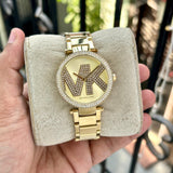 Buy Shop Michael Kors Parker Pave Gold Dial Gold Steel Strap Watch for Women - MK6659 USA Online