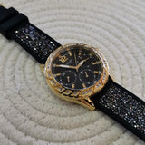 Buy Shop Guess Swirl Quartz Black Dial Black Silicone Strap Watch for Women - W1096L3 USA Online