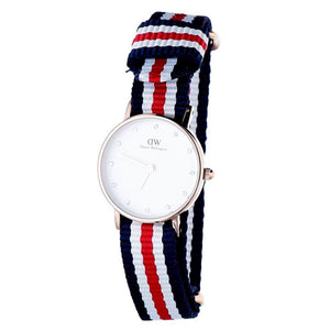 Buy Shop Daniel Wellington Classic Petite Silver Dial Three Tone Nylon Strap Watch for Women - DW00100255 USA Online