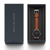 Buy Shop Daniel Wellington Petite Sterling Black Dial Brown Leather Strap Watch For Women - DW00100178 USA Online