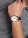 Buy Shop Fossil Grant Chronograph White Dial Brown Leather Strap Watch for Men - FS4991 USA Online