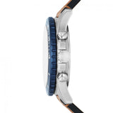 Buy Shop Fossil Nate Chronograph Navy Blue Dial Brown Leather Strap Watch for Men - JR1504 USA Online