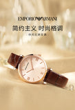 Buy Shop Emporio Armani Classic Quartz Pink Dial Brown Leather Strap Watch For Women - AR1911 USA Online