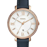 Buy Shop Fossil Jacqueline White Dial Blue Leather Strap Watch for Women - ES4291 USA Online