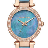 Buy Shop Michael Kors Parker Blue Mother of Pearl Dial Two Tone Steel Strap Watch for Women - MK6491 USA Online