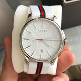 Buy Shop Gucci G Timeless Quartz White DIal White NATO Strap Watch For Men - YA126322 USA Online