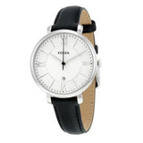 Buy Shop Fossil Jacqueline Quartz White Dial Black Leather Strap Watch for Women - ES3972 USA Online