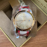 Buy Shop Burberry The City Champagne Dial Leather Strap Watch for Women - BU9139 USA Online