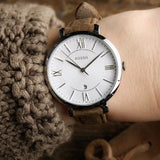 Buy Shop Fossil Jacqueline White Dial Brown Leather Strap Watch for Women - ES3708 USA Online