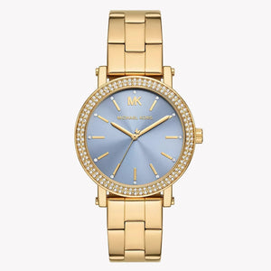 Buy Shop Michael Kors Quartz Blue Dial Gold Steel Strap Watch for Men - MKO1048 USA Online