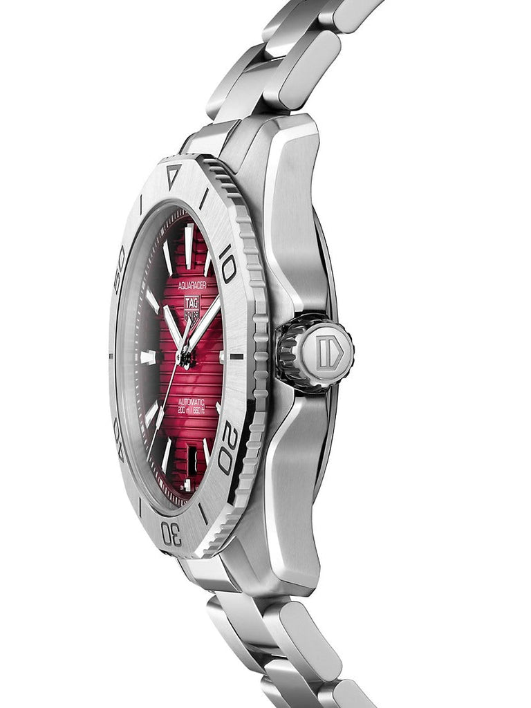 Buy Shop Tag Heuer Aquaracer Professional 200 Automatic Red Dial Silver Steel Strap Watch for Men - WBP2114.BA0627 USA Online