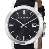 Burberry The City Black Dial Black Leather Strap Watch for Men - BU9009