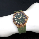 Maurice Lacroix Aikon Venturer Bronze Dial Green Rubber Strap Watch For Men - AI6058-BRZ01-630-1