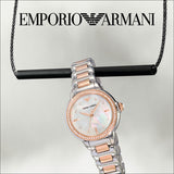 Emporio Armani Three Hand Quartz Mother of Pearl Dial Two Tone Steel Strap Watch For Women - AR11569