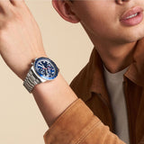 Buy Shop Fossil Sport Tourer Chronograph Blue Dial Silver Steel Strap Watch for Men - FS6047 USA Online
