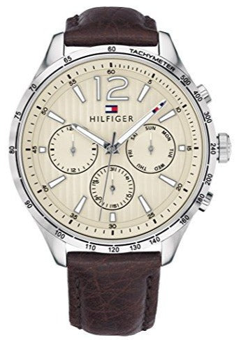 Buy Shop Tommy Hilfiger Gavin Chronograph White Dial Brown Leather Strap Watch for Men - 1791467 USA Online