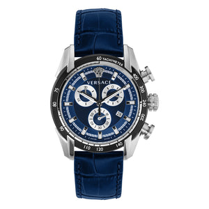 Buy Shop Versace V-Ray Chronograph Quartz Blue Dial Blue Leather Strap Watch for Men - VE2I00721 USA Online