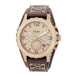Buy Shop Fossil Nate Chronograph Gold Dial Brown Leather Strap Watch for Men - JR1495 USA Online