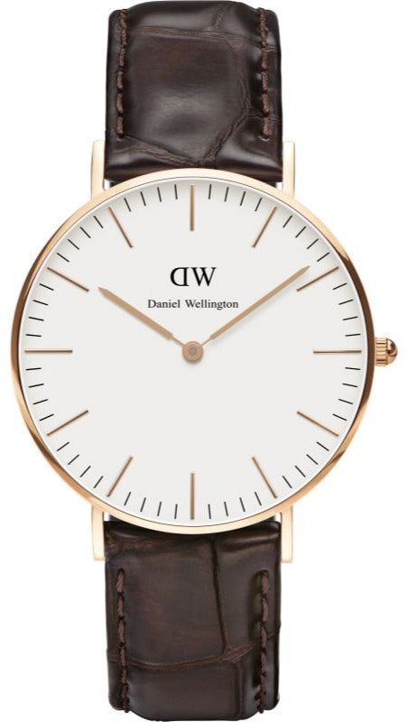 Buy Shop Daniel Wellington Classic York White Dial Brown Leather Strap Watch For Women - DW00100038 USA Online