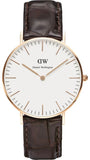 Buy Shop Daniel Wellington Classic York White Dial Brown Leather Strap Watch For Women - DW00100038 USA Online