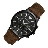 Buy Shop Emporio Armani Chronograph Black Dial Brown Leather Strap Watch For Men - AR11078 USA Online