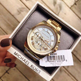 Buy Shop Michael Kors Brecken Chronograph Gold Dial Gold Steel Strap Watch For Women - MK6366 USA Online