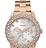 Buy Shop Guess Dazzler Diamonds Silver Dial Rose Gold Steel Strap Watch for Women - W0335L3 USA Online