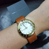 Buy Shop Marc Jacobs Amy White Dial Brown Leather Strap Watch for Women - MBM8574 USA Online