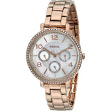 Buy Shop Fossil Jacqueline Multi Function Mother of Pearl Dial Rose Gold Steel Strap Watch for Women - ES3757 USA Online