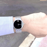 Buy Shop Movado Classic Quartz Black Dial Silver Steel Strap Watch for Men - 0606337 USA Online